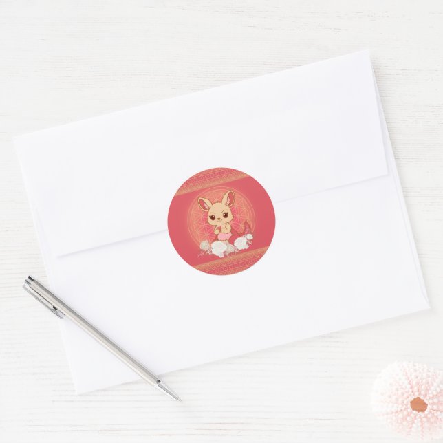 Sticker Rond Louisa le Kangourou Mignon (Enveloppe)