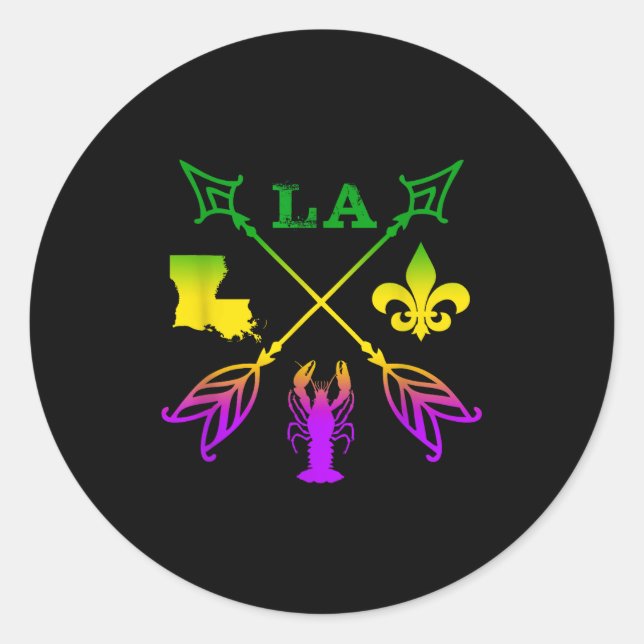 Sticker Rond Louisiana Arrow Mardi Gras , Uni-adult, Black, Sma (Devant)