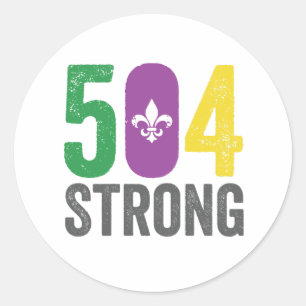 Sticker Rond Louisiana Strong 504 NOLA Strong Mardi Gras