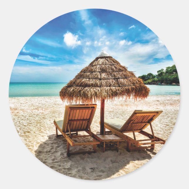 Sticker Rond Lounge on beach throw pillow (Devant)