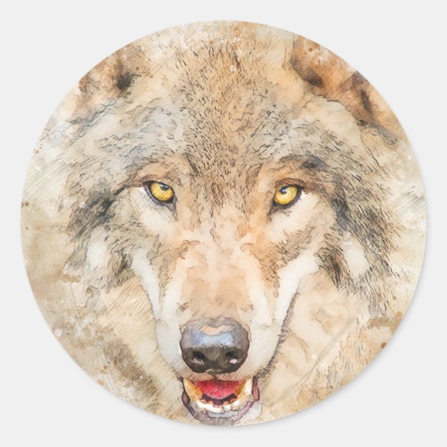 Sticker Rond Loup à bâtons (Devant)
