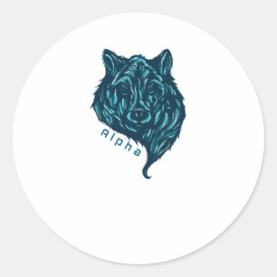 Sticker Rond Loup Alpha