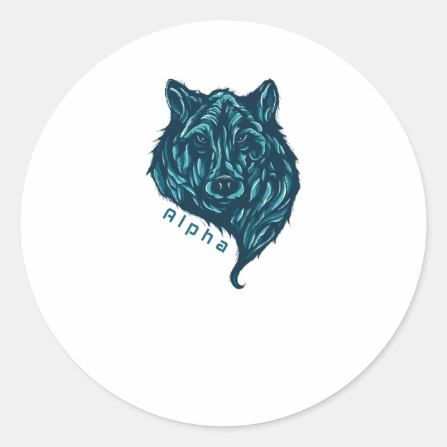 Sticker Rond Loup Alpha (Devant)