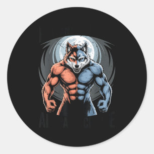Sticker Rond Loup Alpha Humain Par Chance Choix Alpha Drôle Mèm