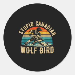 Sticker Rond Loup canadien oiseau stupide vintage crochet chauf