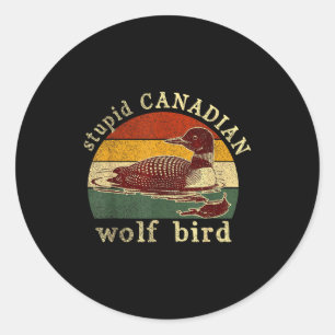 Sticker Rond Loup canadien stud drôle oiseau plongeur plongeons