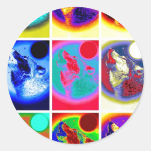 Sticker Rond Loup d'art pop