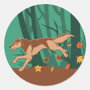 Sticker Rond Loup d'automne