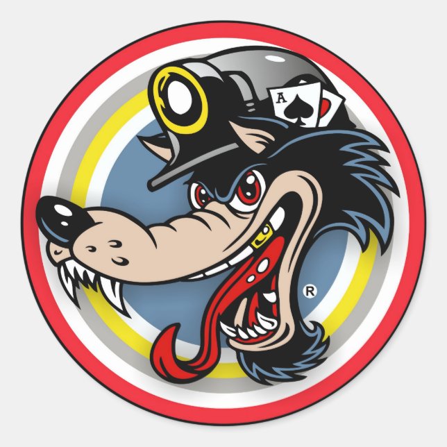 STICKER ROND LOUP DE CHARBON (Devant)