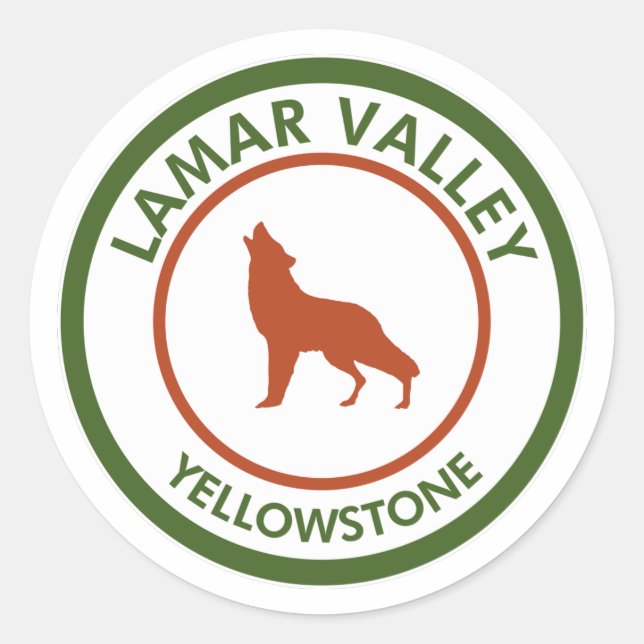 Sticker Rond Loup de la vallée de Lamar Yellowstone (Devant)