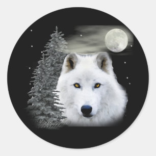Sticker Rond loup des neiges arctique