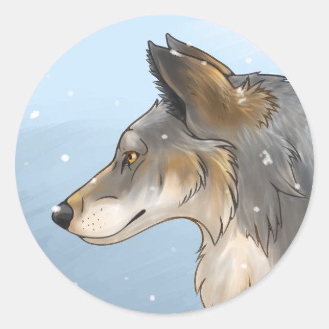 Sticker Rond Loup du Nord-Ouest (Devant)