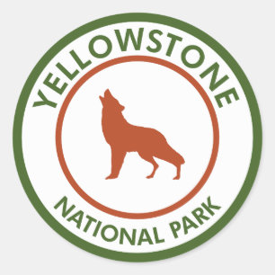 Sticker Rond Loup du parc national Yellowstone