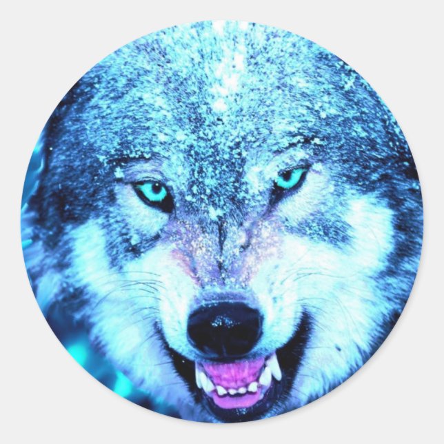 Sticker Rond Loup effrayant (Devant)
