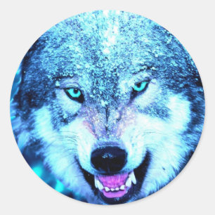 Sticker Rond Loup effrayant