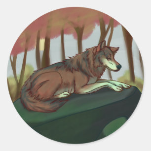 Sticker Rond Loup européen