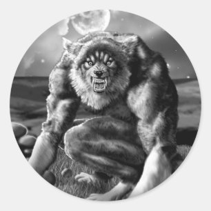 Sticker Rond loup-garou