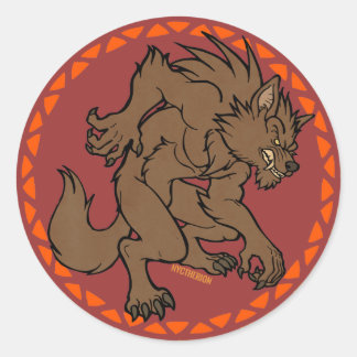Sticker Rond Loup-garou Brown