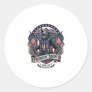 Sticker Rond Loup-garou patriotique Patriote Horreur Monstre Pa