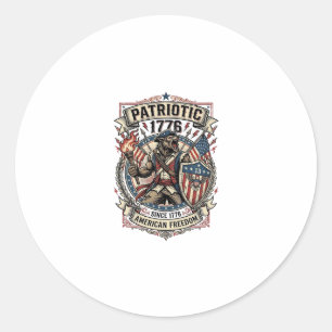 Sticker Rond Loup-garou patriotique Patriote Horreur Monstre Pa