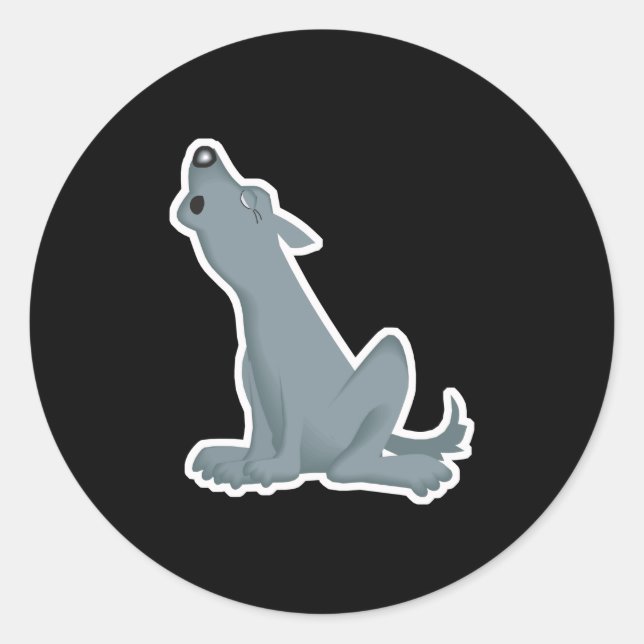 Sticker Rond loup gris hurlant (Devant)