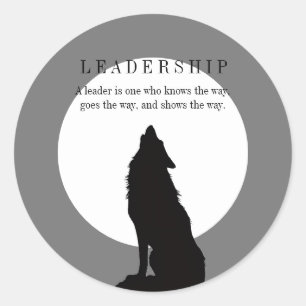 Sticker Rond Loup hurlant au leadership Pop Art Gris Noir