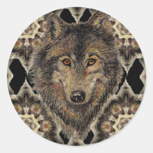 Sticker Rond Loup, loups, animal sauvage, nature,
