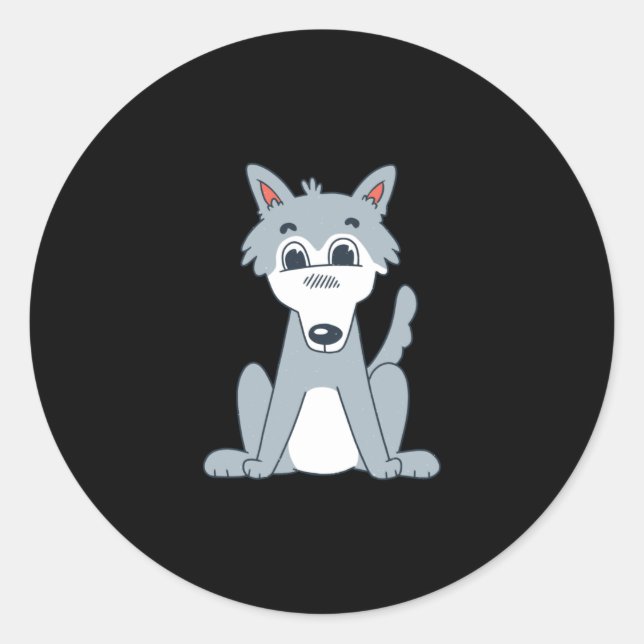 Sticker Rond Loup mignon (Devant)
