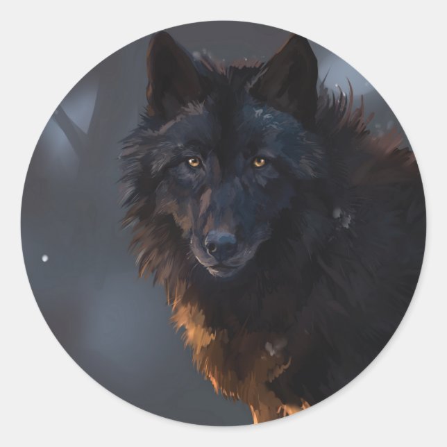Sticker Rond loup noir (Devant)