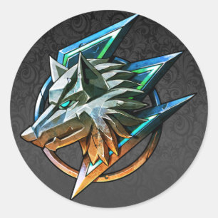 STICKER ROND LOUP NOIR DE JEU DE PAISLEY