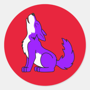 Sticker Rond Loup pourpre hurler