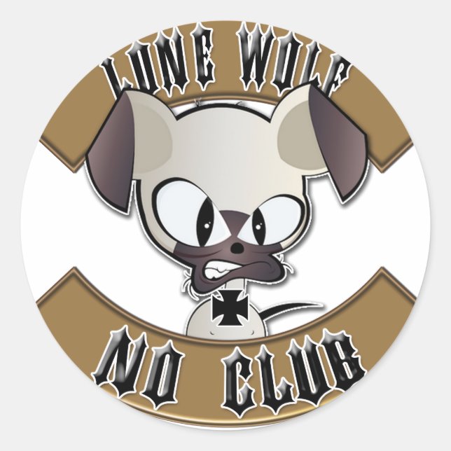 Sticker Rond Loup solitaire sans club (Devant)
