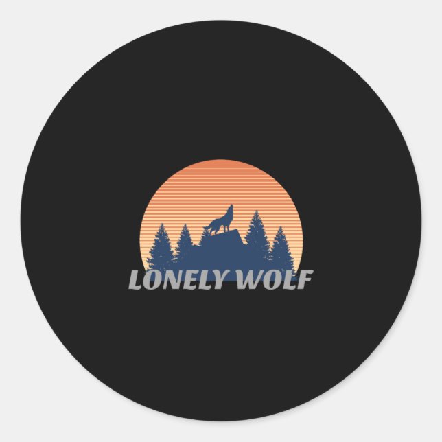 Sticker Rond Loup solitaire Super Howesome Fade Sunset Silhouet (Devant)