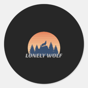 Sticker Rond Loup solitaire Super Howesome Fade Sunset Silhouet