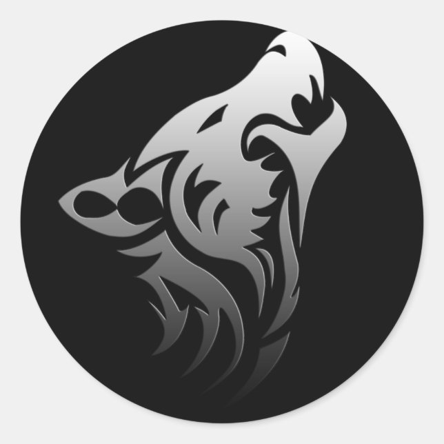 Sticker Rond Loup tribal (Devant)