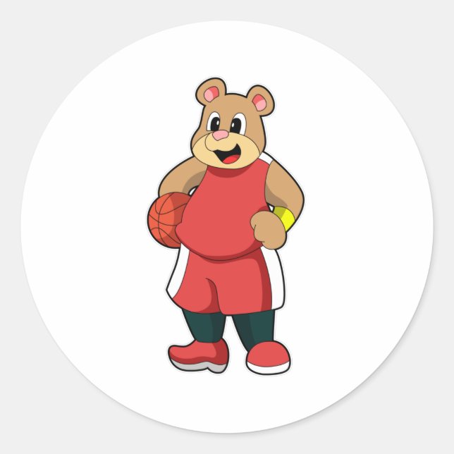 Sticker Rond L'ours dans les sports de basket-ball (Devant)