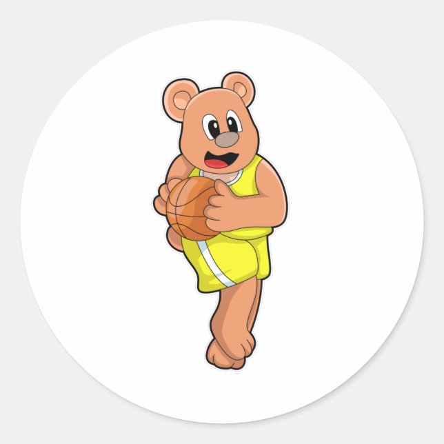 Sticker Rond L'ours dans les sports de basket-ball (Devant)
