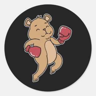 Sticker Rond L'ours fait la boxe