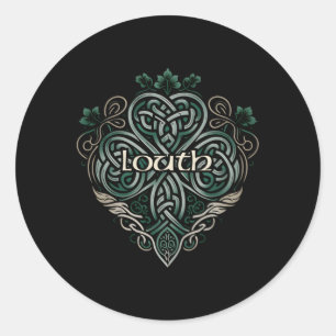 Sticker Rond Louth Ireland Celtic Shamrock Gaelic