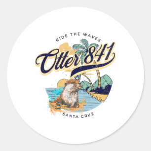 Sticker Rond Loutre 841 Loutre de surf 841 Planche de surf Cali