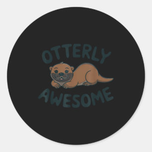 Sticker Rond Loutre dans un cket drôle de loutre pyjama costume