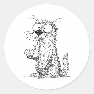 Sticker Rond Loutre de mer Art abstrait Rtrait Dessin Capricieu