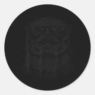 Sticker Rond Loutre Drôle Portant Des Lunettes De Soleil Faune