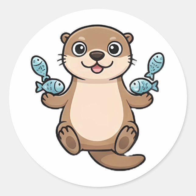 Sticker Rond Loutre Heureuse (Devant)