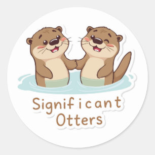 Sticker Rond Loutres importantes - Natation