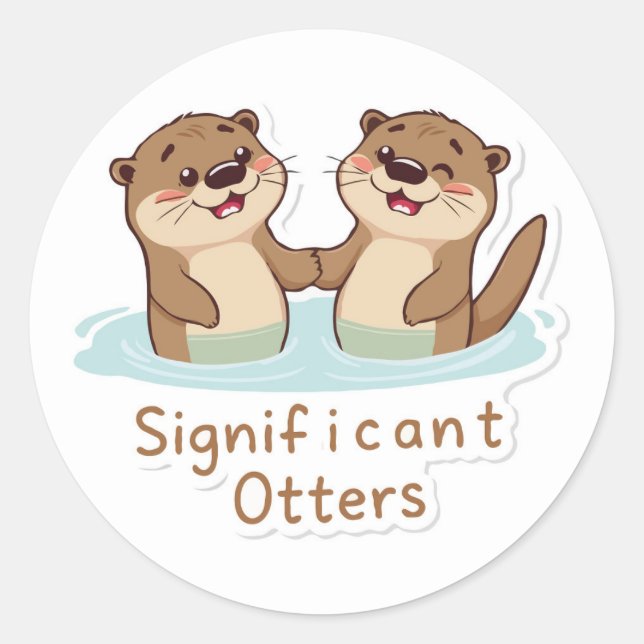 Sticker Rond Loutres importantes - Natation (Devant)