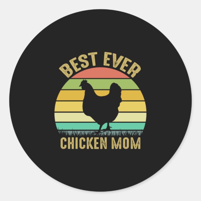 Sticker Rond Louvain de poulet | Meilleure mère du poulet (Devant)