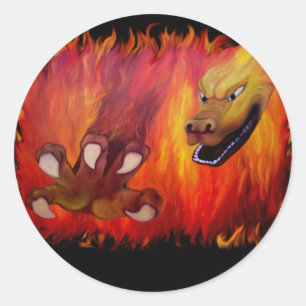 Sticker Rond Louvre rouge dragon