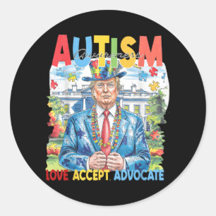 Sticker Rond Love Accepter Advocate Sensibilisation sur l'autis
