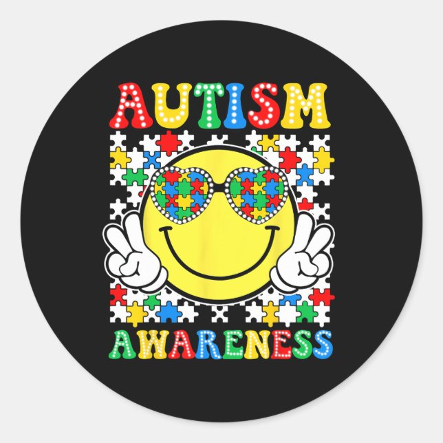 Sticker Rond Love Accepter Comprendre la Sensibilisation sur l' (Devant)